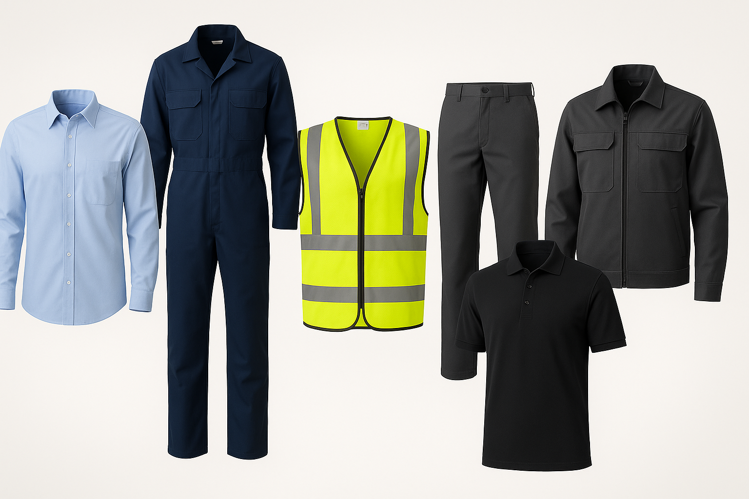 Uniformes corporativos e industriales (sin personas SOLO ropa)